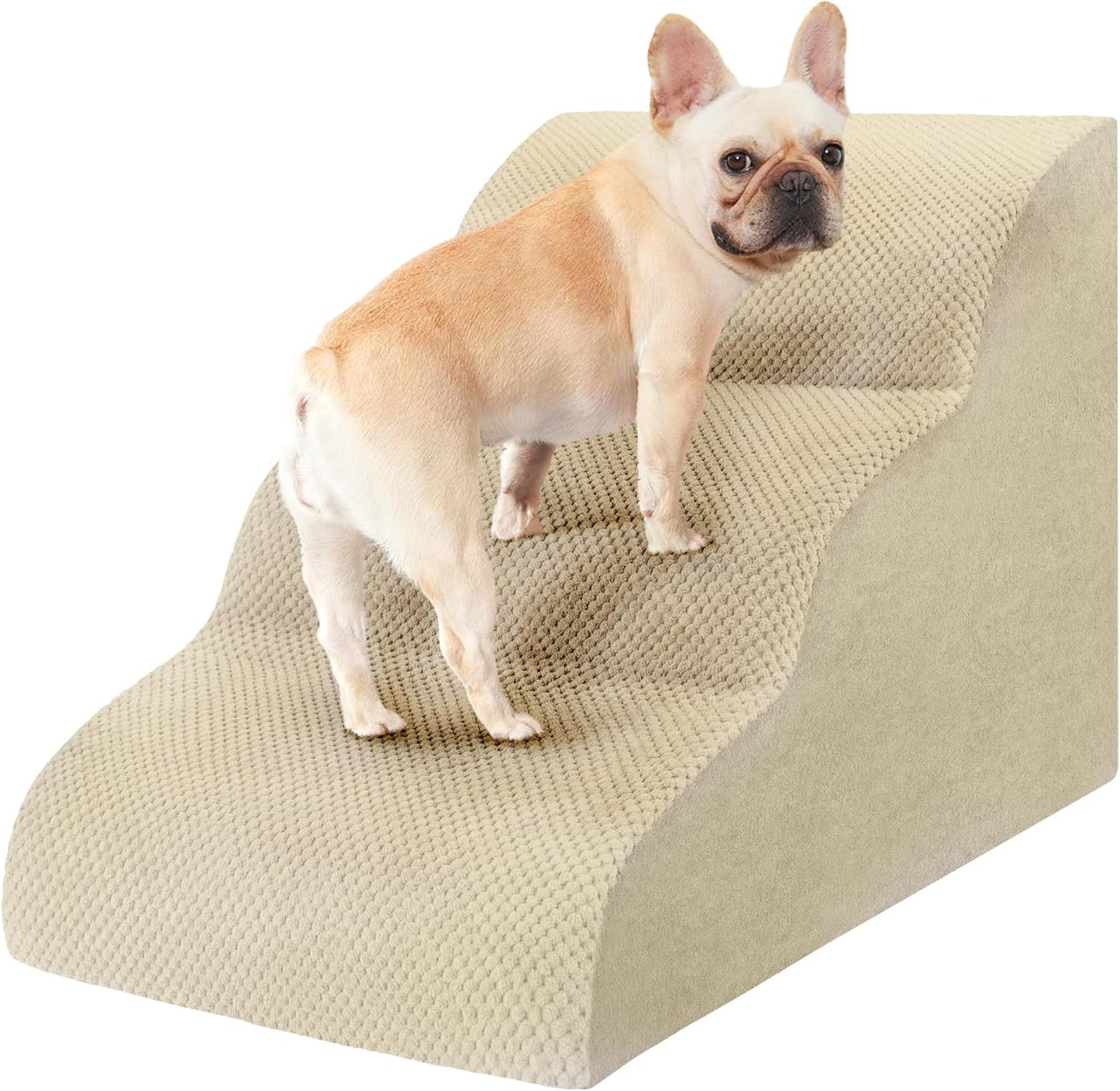 Dog Stairs for Small Dogs, 3 Tiers High Density Foam Dog Ramp, Extra Wide Non-Slip Pet Steps for High Beds Or Couch, Soft Foam Doggie Ladder for Dogs Injured, Older Pets, Small Cats