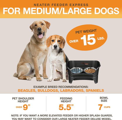 Neater Feeder Express Mess Proof Dog Bowls Elevated for Small Breeds under 15 Lb, Made in USA, No Spill Raised Dog Food Bowl Stand, Stainless Steel Food and Water Bowl Set, Feeding Station, Cappuccino