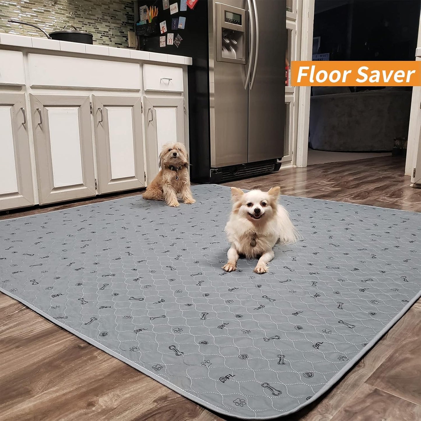 Washable Pee Pads for Dogs, 2Pack Reusable Puppy Pads, Absorbent Whelping Pads with Bone Print, Non-Slip Waterproof Pet Training Pads for Couch, Crate, Potty Training 18x24