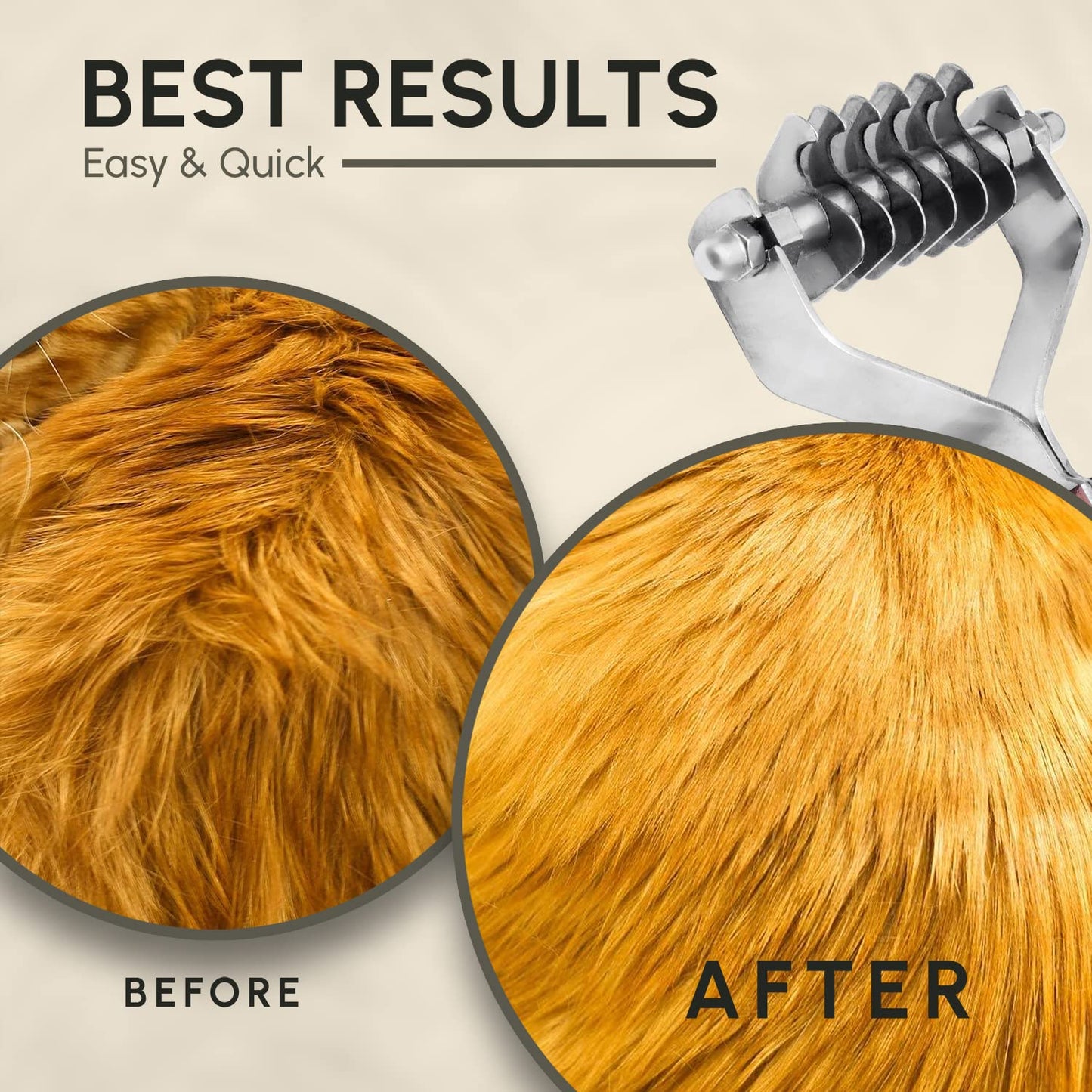 Flamia & Jabz Undercoat Rake for Dogs & Cats, Dematting Grooming Stripper Tool (14 Blades)