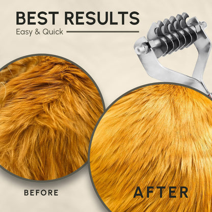Flamia & Jabz Undercoat Rake for Dogs & Cats, Dematting Grooming Stripper Tool (14 Blades)
