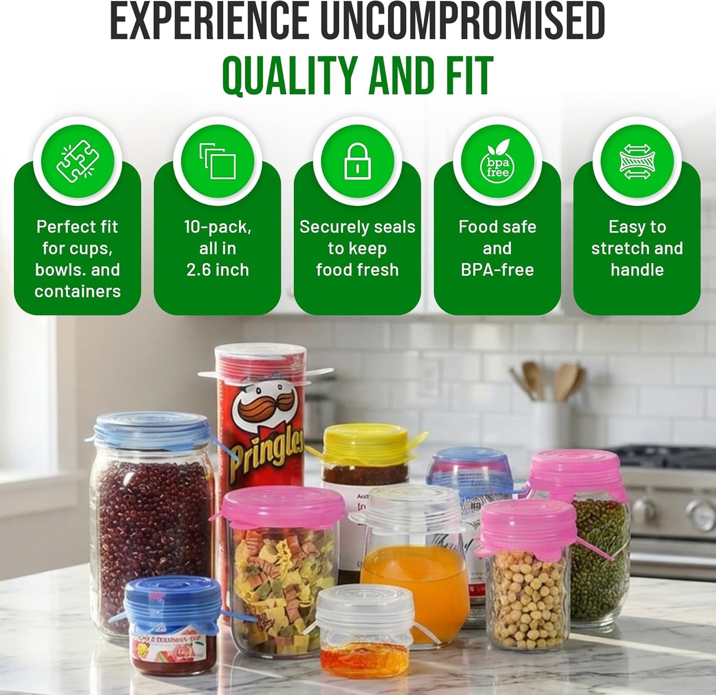 Reusable Silicone Can Lids – 2.6 Inch Can Covers for Dog & Cat Food – Universal Fit - Airtight Stretch Lids for Pet Food Cans, BPA-Free, Dishwasher Safe – 10 Pack