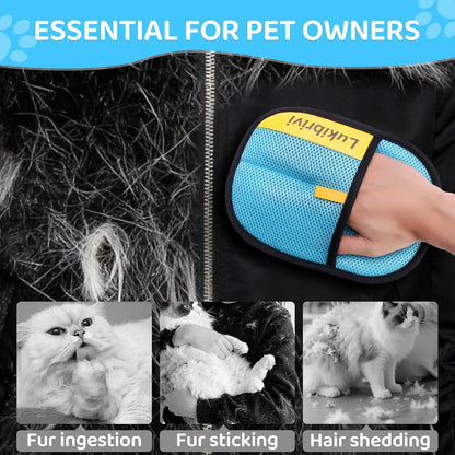 Pet Hair Removal Glove for Dogs & Cats - Upgraded Reusable Electrostatic Pet Hair Glove, Gentle Grooming Mitt, Pet Hair Remover Tool for Laundry, Couch, Carpet & Car Seat, 2 Pack (Black)