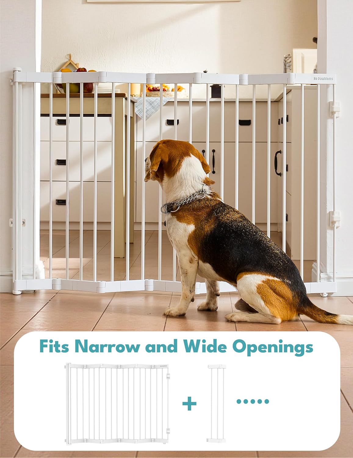 No Pawblems Retractable Safty Gate, Metal Adjustable Dog Gate for Doorways, Stairs & Hallways, Expands to 45" Wide, 36" Tall Gate, Auto Retract Design, No Bottom Bar, Black