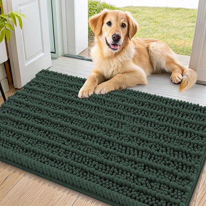 Smiry Dog Door Mat for Muddy Paws 30x20, Extra Soft Absorbent Chenille Doormat, Trap Moisture and Dirt, Non-Slip Machine Washable Front Door Mat for Indoor Entrance Inside Floor, Grey