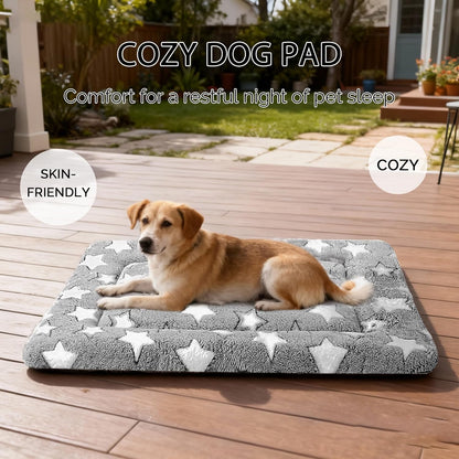 Dog Bed Mat, Reversible Crate Pad & Cute Dog Bed - Machine Washable Kennel Mat with Ultra Soft for Small Dogs (Cool/Warm), 24" x 18", Grey&Star
