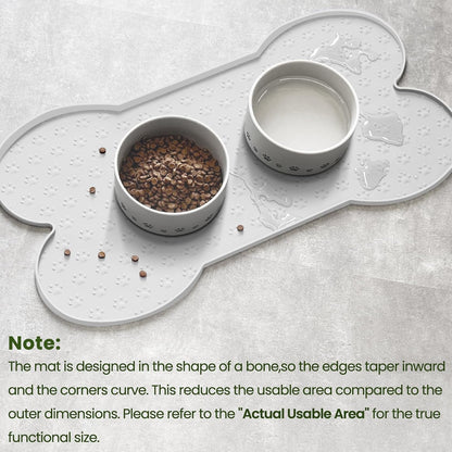 PWTAA Dog Food Mat Anti-Slip Silicone Dog Bowl Mat Thicker Pet Placemat Waterproof Cat Feeder Pad with Raised Edge Puppy Kitten Feeding Mats Suitable Small Medium-Sized Dogs Cats Eating Tray