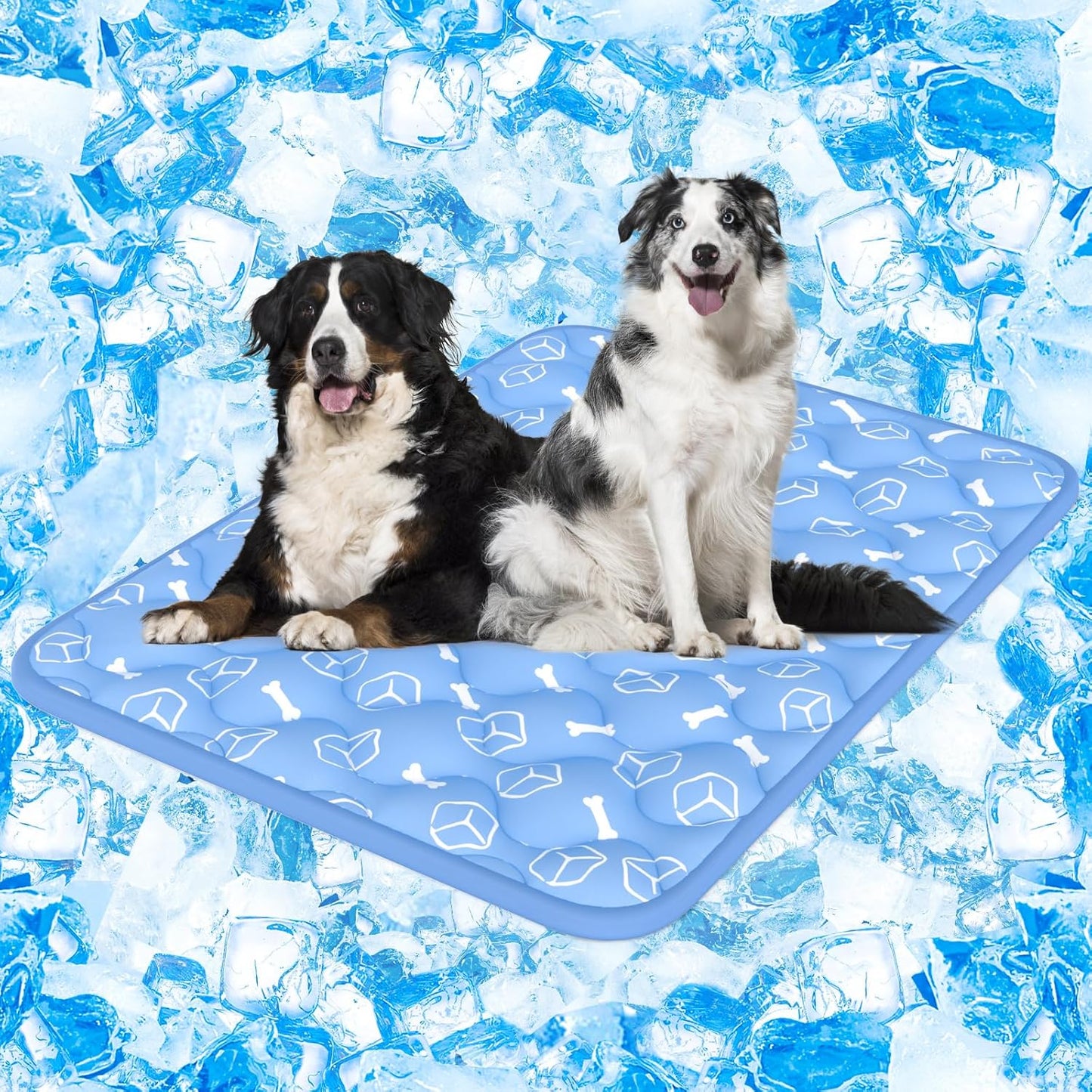 Rywell Dog Cooling Mat 2.0, Ocean Blue,44" x 32" Thick & Durable Cooling Mat for Extra Large Dogs, Long-Lasting Cool with Waterproof & Color-Changing Arc-Chill Tech (Q-Max>0.5) Washable& Non-Toxic