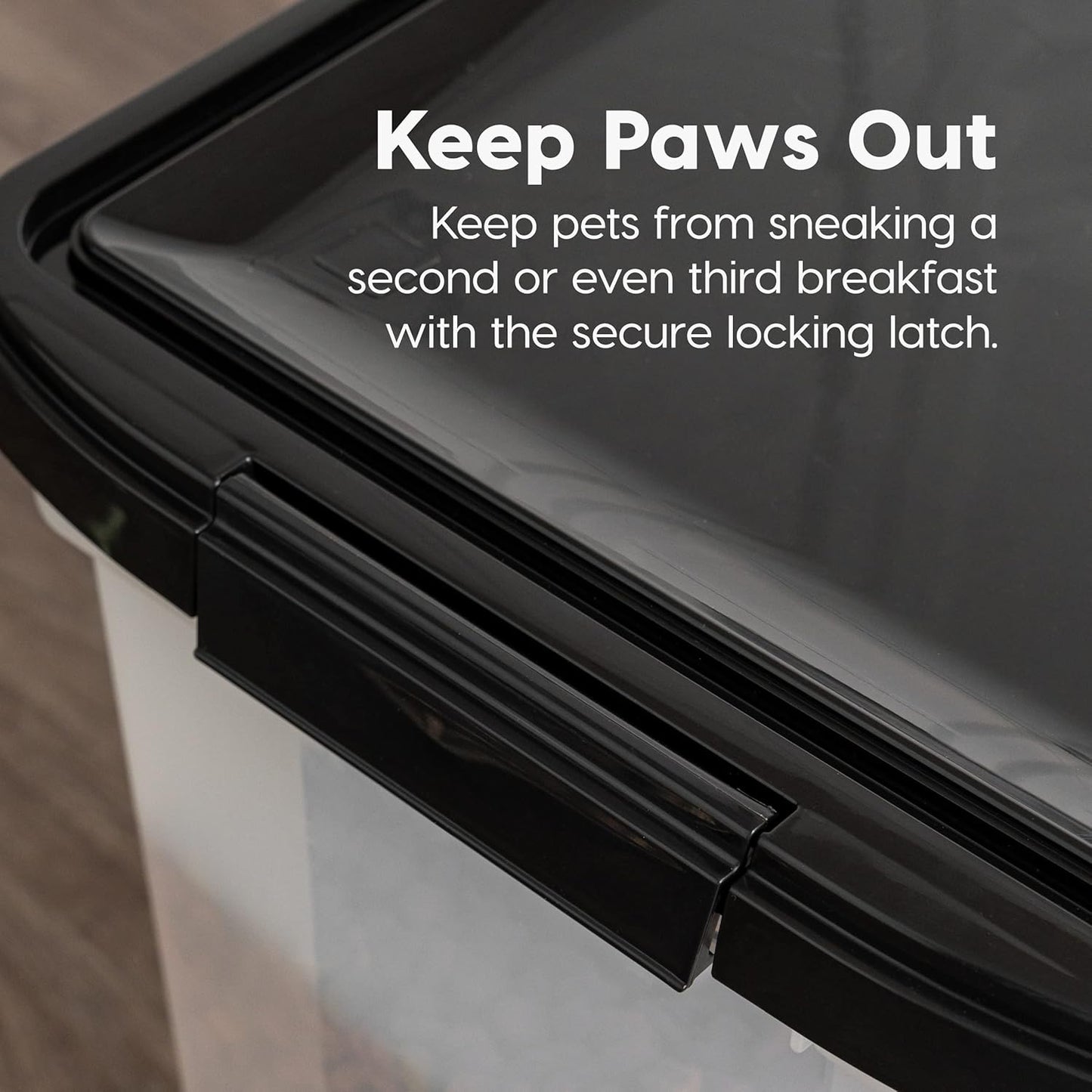 IRIS USA Airtight Dog Food Storage Container, Up to 30 lbs, Attachable Wheels, for Dog Cat Bird and other Pet Food Storage Bin, Keep Fresh, Easy Mobility, BPA Free, Black