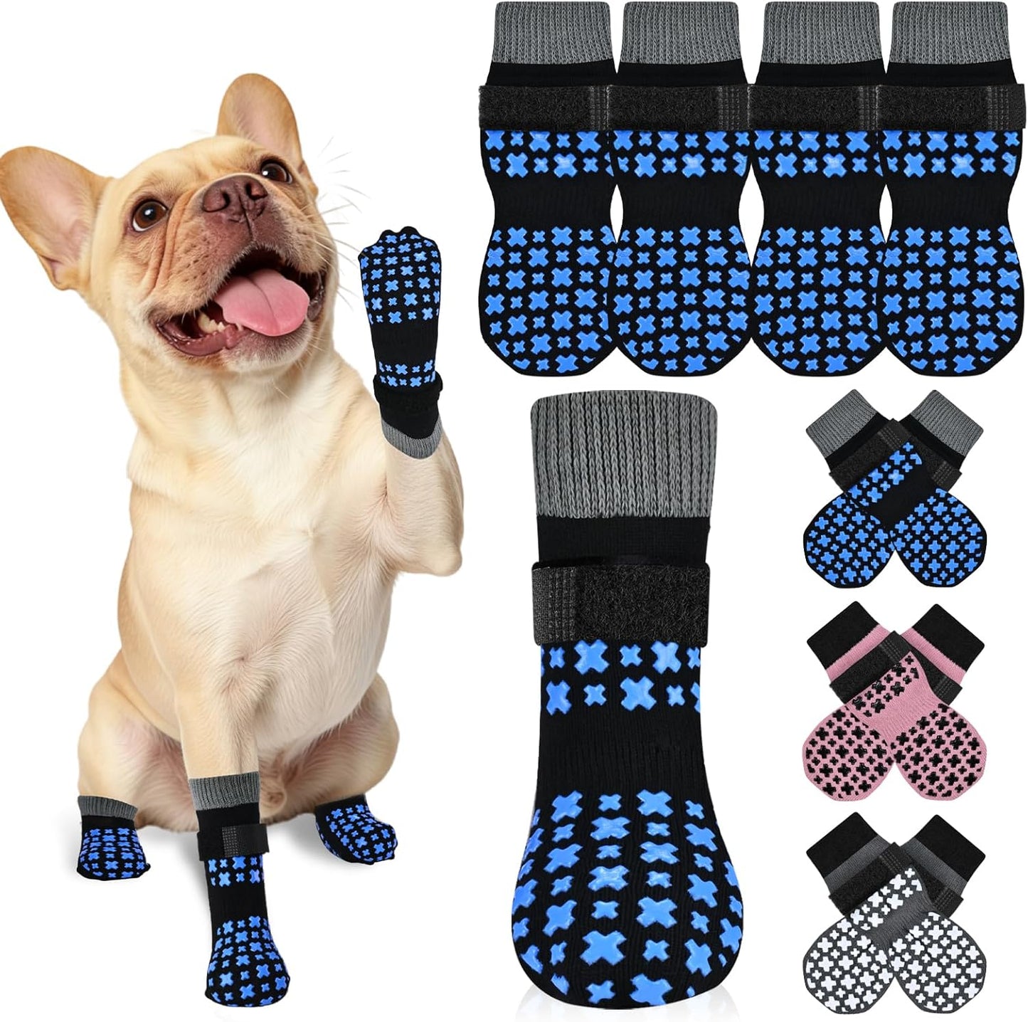 Non-Slip Dog Socks for Hardwood Floors Anti Slip Double-Sided Grippy Socks for Senior Dogs to Prevent Licking Paws, Scratching & Hot Pavement Premium Dog Paw Protector with Grippers Black L