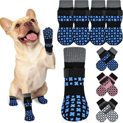 Non-Slip Dog Socks for Hardwood Floors Anti Slip Double-Sided Grippy Socks for Senior Dogs to Prevent Licking Paws, Scratching & Hot Pavement Premium Dog Paw Protector with Grippers Black L