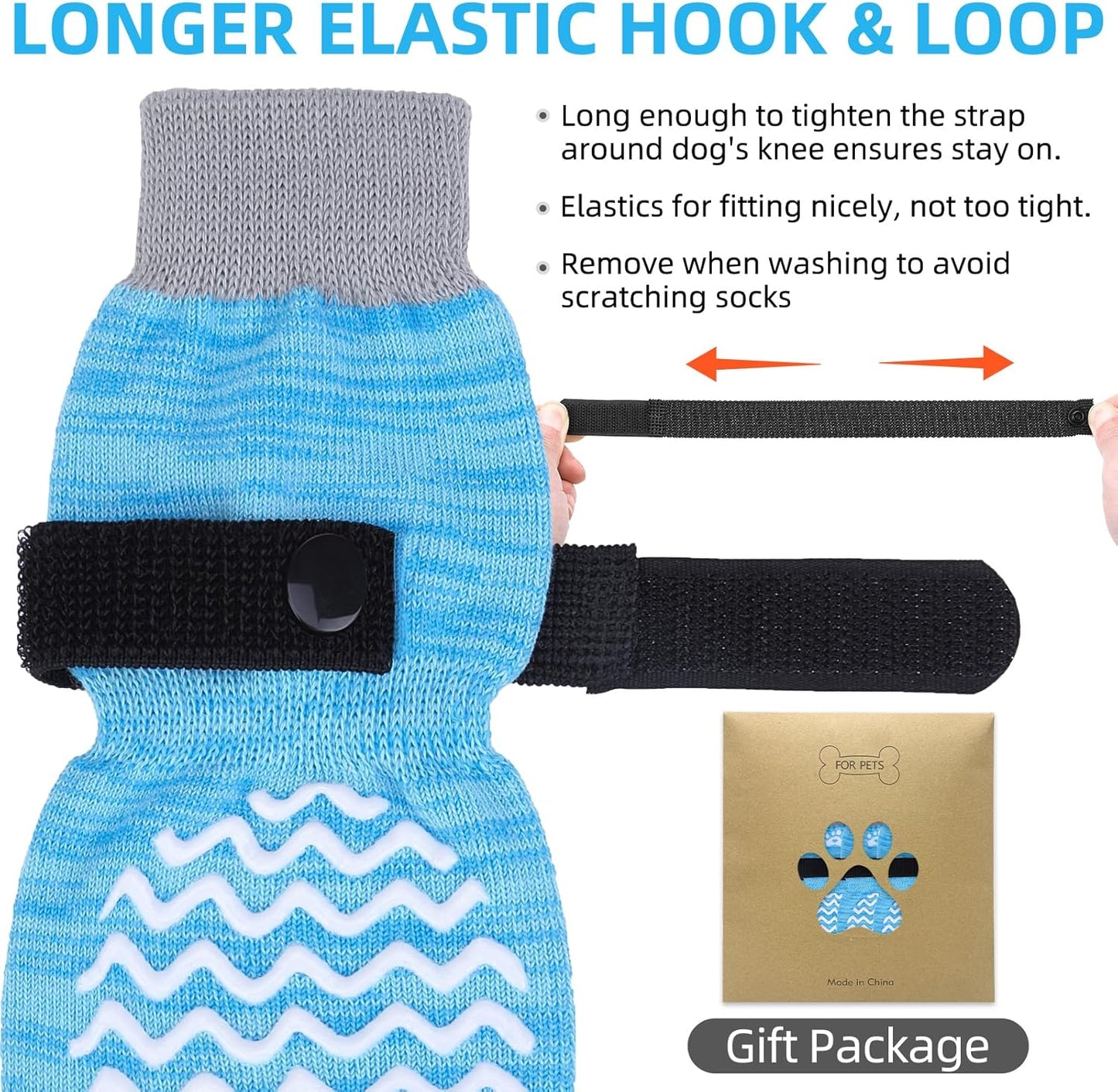 PUPTECK Anti Slip Dog Socks with Double Grippers for Hardwood Floors, Shoes for Hot/Cold Pavement, Boots & Paws Protectors to Prevent Licking, Traction Booties for Senior Small Large Dogs