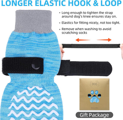 PUPTECK Anti Slip Dog Socks with Double Grippers for Hardwood Floors, Shoes for Hot/Cold Pavement, Boots & Paws Protectors to Prevent Licking, Traction Booties for Senior Small Large Dogs