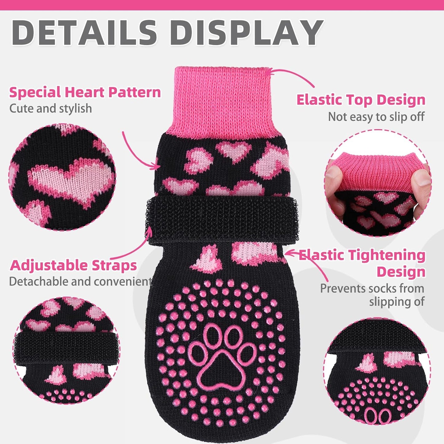 KOOLTAIL Dog Socks Shoes for Hot Pavement to Prevent Licking Paws, Winter Dog Boots&Paw Protector for Hardwood Floors Anti Slip,Traction Control Grip Booties for Small Medium Large Senior Dogs,Black M