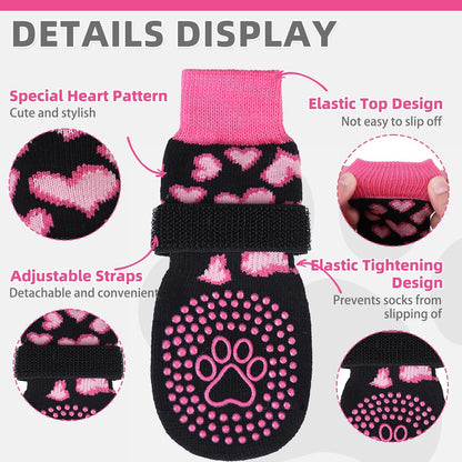 KOOLTAIL Dog Socks Shoes for Hot Pavement to Prevent Licking Paws, Winter Dog Boots&Paw Protector for Hardwood Floors Anti Slip,Traction Control Grip Booties for Small Medium Large Senior Dogs,Black M