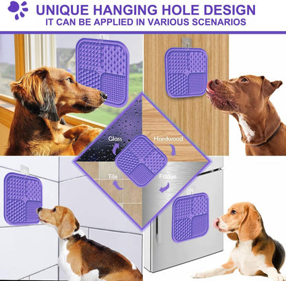 Lesipee Licking Mat for Dogs & Cats 2 Pack, Slow Feeder Lick Pat, Dishwasher Safe, Anxiety Relief Dog Toys Feeding Mat for Butter Yogurt Peanut, Pets Supplies Bathing Grooming Training Calming Mat