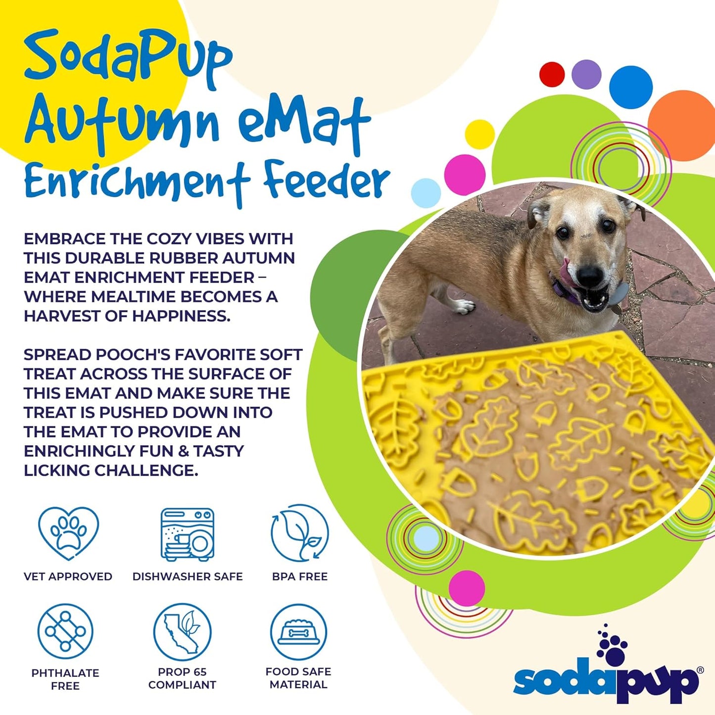 SodaPup Flower Power eMat – Durable Lick Mat Feeder Made in USA from Non-Toxic, Pet-Safe, Food Safe Rubber for Mental Stimulation, Avoiding Overfeeding, Fresh Breath, Digestive Health, & More