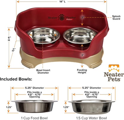 Neater Pet Brands Neater Feeder Deluxe Mess Proof Dog Bowls Elevated for Large Dogs Over 40 lbs, Made in USA, No Spill Raised Dog Food Bowl Stand Feeding Station, Food and Water Bowl Set, Black