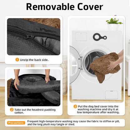 Calming Dog Bed Fluffy Plush Dog Mat for Furniture Protector with Removable Washable Cover for Large Medium Small Dogs and Cats (Large, Light Grey)