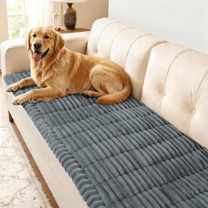 SearchI Couch Covers for Dogs Washable, Non Slip Fuzzy Pet Couch Cover for Sofa, Thick Soft Sofa Covers Couch Protector for Dogs Pet Friendly(Grey, 27.6" x 70.9")
