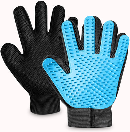 Upgrade Pet Grooming Gloves, Grooming Gloves for Dogs, Cats, Rabbits & Horses with Long and Short Hair, Efficient Pets Hair Remover Mittens - 1 Pair (Blue)
