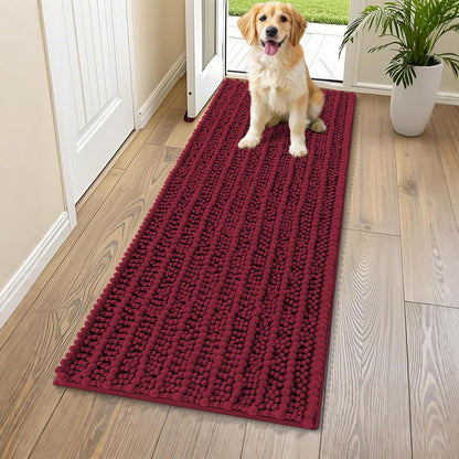 Smiry Dog Door Mat for Muddy Paws 30x20, Extra Soft Absorbent Chenille Doormat, Trap Moisture and Dirt, Non-Slip Machine Washable Front Door Mat for Indoor Entrance Inside Floor, Grey