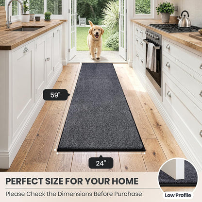 PURRUGS Dirt Trapping Door Mat 20" x 31.5", Non-Slip Machine Washable Entryway Rug, Dog Doormat, Indoor Front Door Mat, Super Absorbent Entry Rug for Muddy Shoes & Paws, Bluish Grey-Black