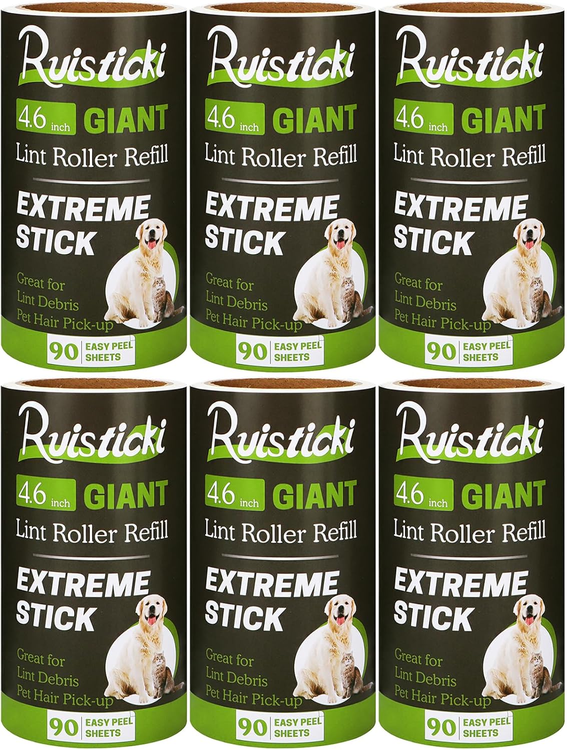 10 inch Mega All-Purpose Pet Hair Lint Roller Refills Compatible with Evercare Mega Roller 10'' Wide Ultra Sticky 60 Sheets Each Refill (Pack of 6, 360 Sheets Total)
