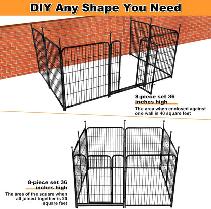Getlay 36 in(H) Garden Fence, Wide Gate Low Threshold, 10 Panels Total 22.1 Ft(L) Heavy Duty Iron Animal Barrier Fence for Yard,Suitable for Indoor Or Outdoor Dog Fencing,Garden Border Fence