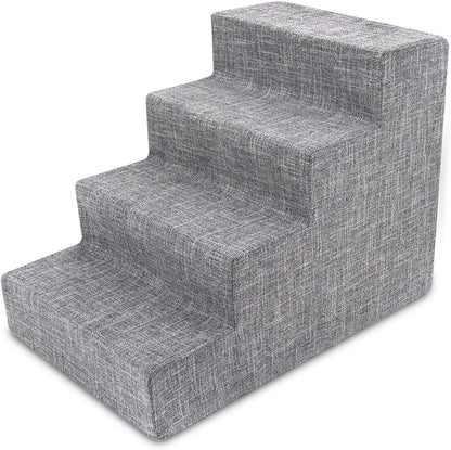 Best Pet Supplies Dog Stairs & Steps - Foam Steps for Small Dogs & Cats, Non-Slip Indoor Balanced Pet Step Support, Dog Ramp, No Assembly, Ash Gray Linen, 2-Step (12-inch Height)