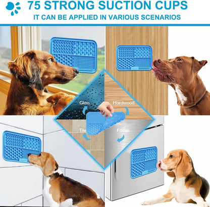Azyh Licking Mat for Dogs & Cats 2 Pack, Slow Feeder Lick Pat for Large Dogs and Puppies, Anxiety Relief Dog Toys Feeding Mat for Butter Yogurt Peanut, Pets Bathing Grooming Training Mat (9.9'' × 6'')