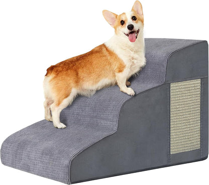 Dogs Steps for Bed, Dog Stairs for Small Dogs, 2-Step Dog Ramp for Bed, Couch, Sofa, and Chairs, Non-Slip Bottom Design, Cat Scratching, High Density Foam Portable Pet Step, Indoor, Grey