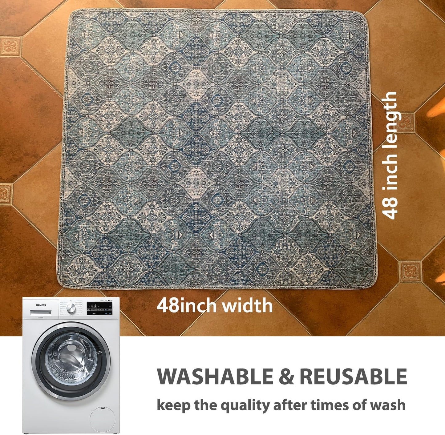 nunubaby Washable Pee Pads for Dogs, Stylish, Non-Slip and Leak-Proof Pee Pads. Reusable Potty Pads for Dogs for Crates and Floors.(Beige/Multi, 24" x48" )