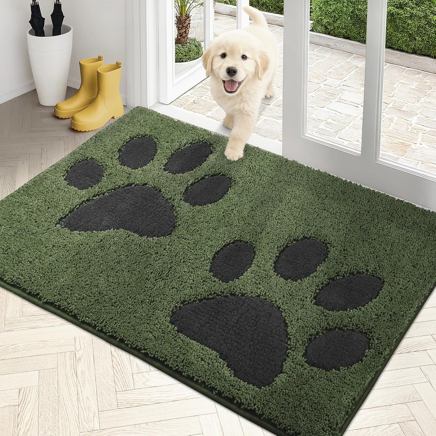 PURRUGS Dirt Trapping Door Mat 20" x 31.5", Non-Skid/Slip Machine Washable Microfiber Entryway Rug, Dog Doormat, Super Absorbent Welcome Mat for Muddy Wet Shoes and Paws, Grey