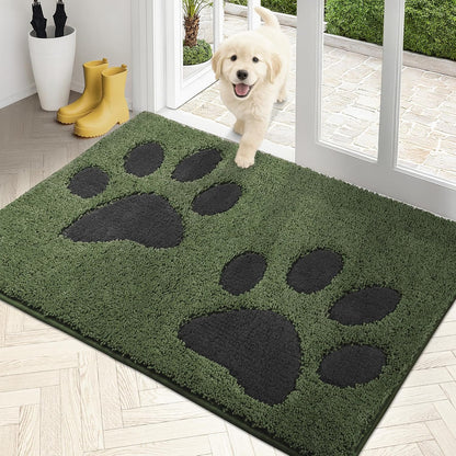 PURRUGS Dirt Trapping Door Mat 20" x 31.5", Non-Skid/Slip Machine Washable Microfiber Entryway Rug, Dog Doormat, Super Absorbent Welcome Mat for Muddy Wet Shoes and Paws, Grey