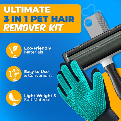 Pet Hair Removal Glove for Dogs & Cats – Dog Grooming Gloves for Shedding, Pet Hair Remover Glove – Pet Grooming Gloves, Cat Grooming Gloves & Cat Brush Glove (Glove + Finger Toothbrush Kit)
