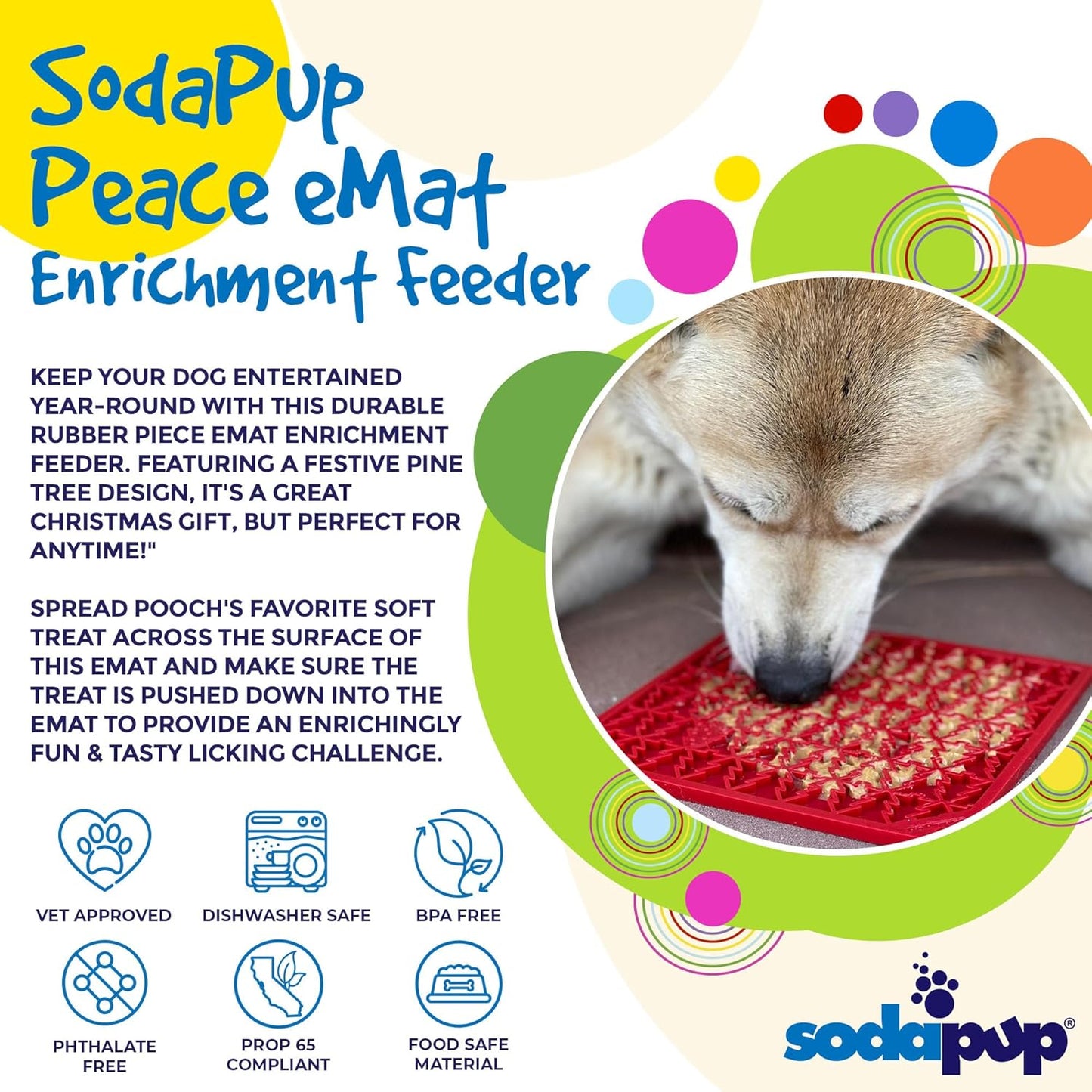 SodaPup Flower Power eMat – Durable Lick Mat Feeder Made in USA from Non-Toxic, Pet-Safe, Food Safe Rubber for Mental Stimulation, Avoiding Overfeeding, Fresh Breath, Digestive Health, & More