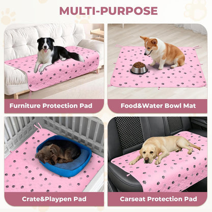 Fostanfly Washable Pee Pads for Dogs, 2 Pack Large 36"x41" Ultra-Absorbent and Leak-Proof Non-Slip Reusable Potty Training Pads for Dogs, Cats, Puppy, Potty Training of Add 8 Lanyards