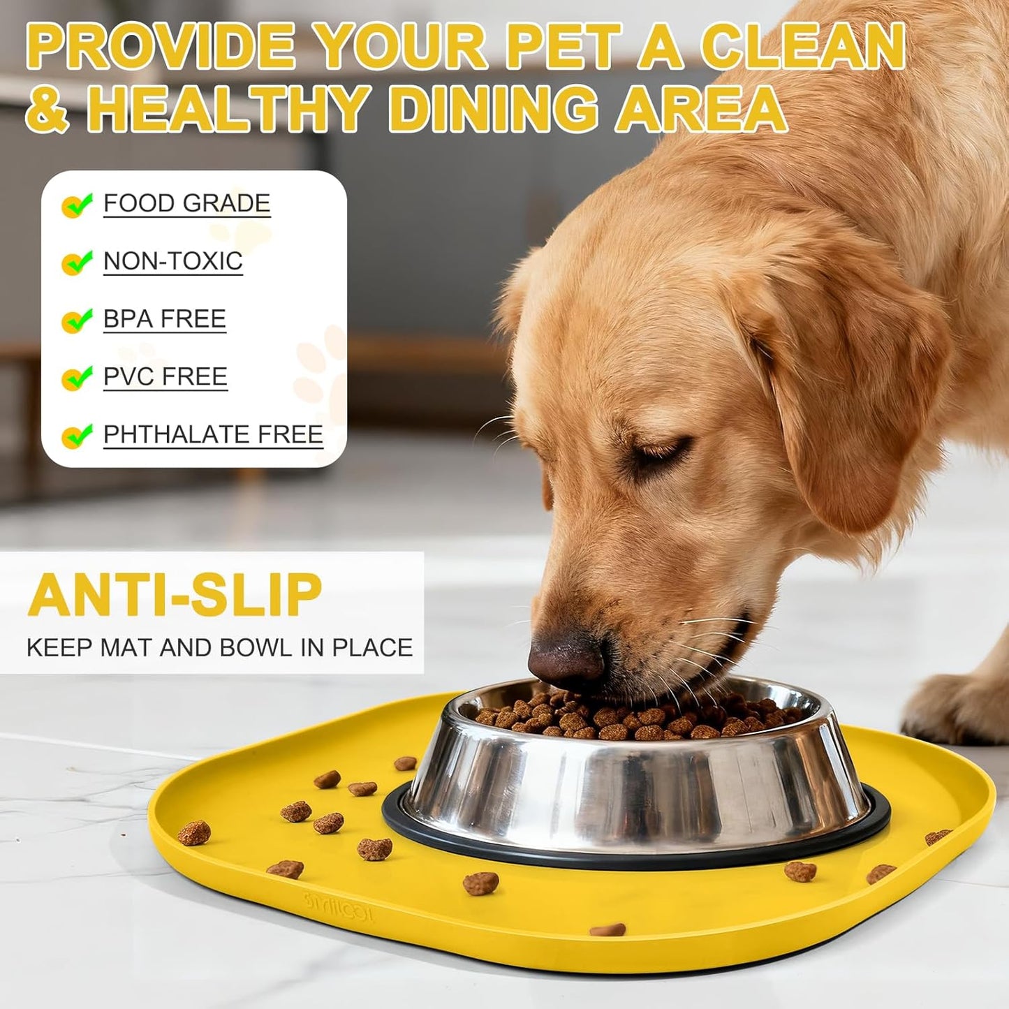 Small Silicone Pet Food Mat with Raised Edge for Food and Water Bowl, Square Dog Feeding Mats, Cat Food Trays for Floor Waterproof, Rubber Tray for Dogs and Cats, 12 x 12 x 0.7 Light Olive Green