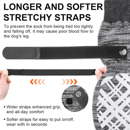 BEAUTYZOO Dog Socks to Prevent Licking Paws -Dog Shoes for Hot Pavement & Hardwood Floors Anti Slip, Traction Control Boots & Paw Protectors with Double Side Grips for Small Medium Large Senior Dogs