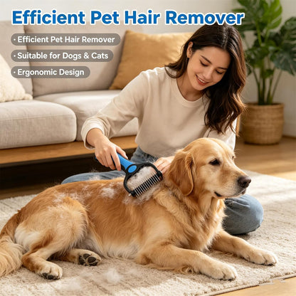 Acssart Pet Grooming Brush – Double Sided Undercoat Rake & Dematting Comb For Dogs And Cats, Detangling Tool For Matted Fur, Ideal For Medium Or Long Haired Breeds (Blue, Small)