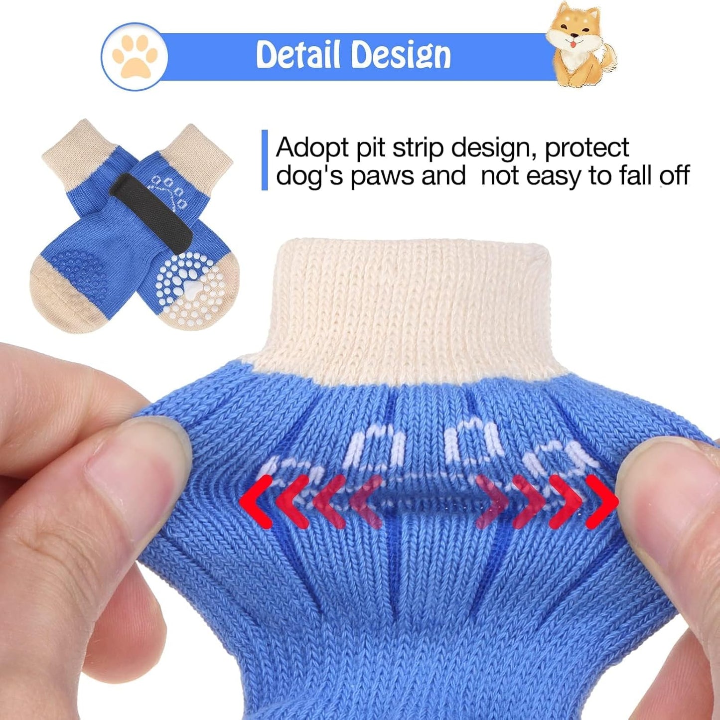 SCENEREAL 6Pcs Anti Slip Dog Socks to Prevent Licking Paws for Hot/Cold Pavement, Dog Grippy Socks for Hardwood Floors, Dog Shoes for Boots & Paw Protectors for Puppy Small Medium Large Senior Dogs