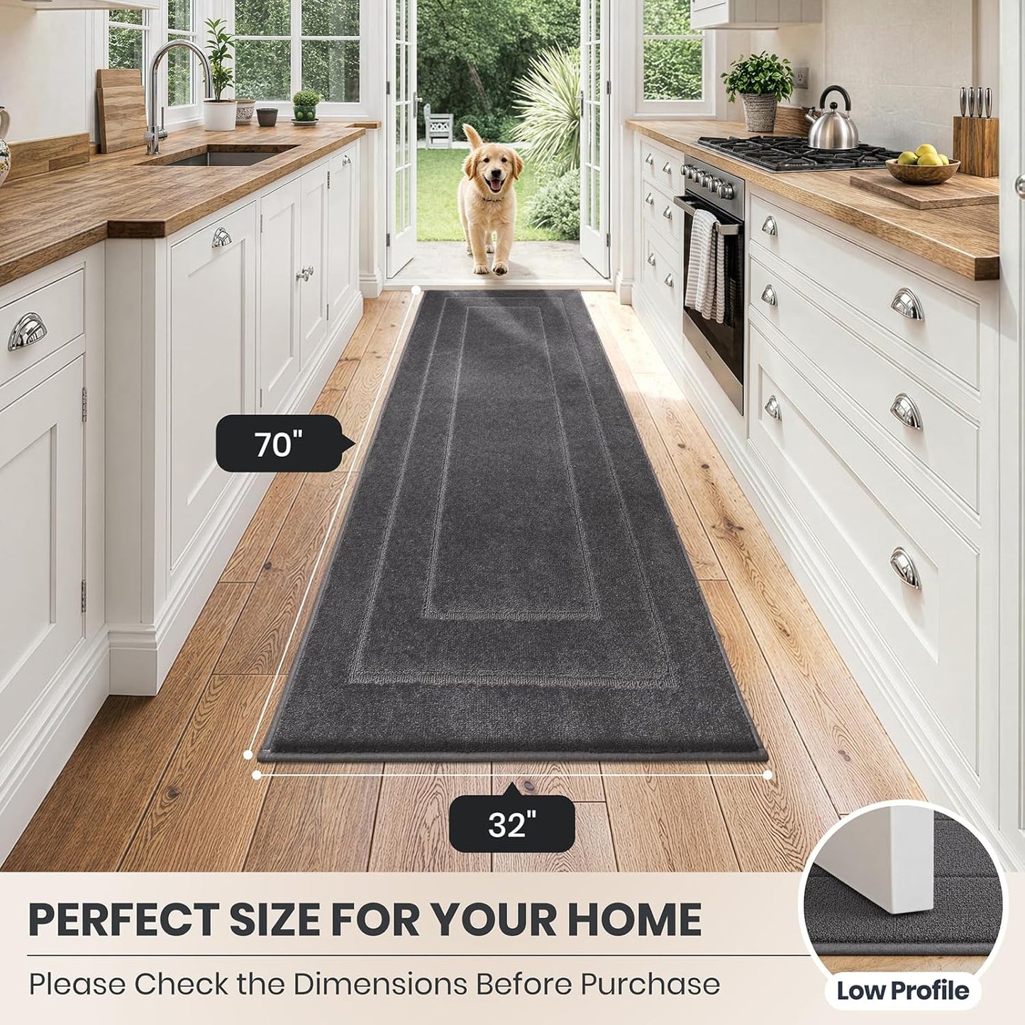 PURRUGS Dirt Trapping Door Mat 32" x 47", Non-Slip/Skid Machine Washable Entryway Rug, Dog Doormat, Super Absorbent Welcome Mat for Muddy Wet Shoes and Paws, Grayish Brown