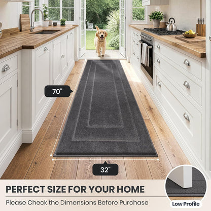 PURRUGS Dirt Trapping Door Mat 32" x 47", Non-Slip/Skid Machine Washable Entryway Rug, Dog Doormat, Super Absorbent Welcome Mat for Muddy Wet Shoes and Paws, Grayish Brown