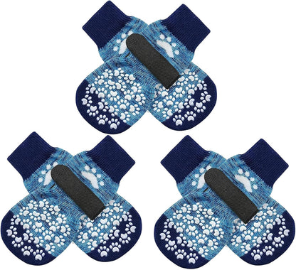 EXPAWLORER 6Pcs Anti-Slip Dog Socks to Prevent Licking Paws,Dog Shoes for Hot Pavement,Dog Booties Traction Control on Hardwood Floor,Boots & Paw Protectors, for Puppy Small Medium Large Senior Dogs