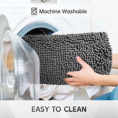 Ultra Absorbent Dog Door Mat for Muddy Paws, 60" x 36" Chenille Mud Mat for Dogs, Quick Dry, Trap Dirt Non-Slip Machine Washable Entry Rug for Indoor Outdoor Entrance, Dark Grey