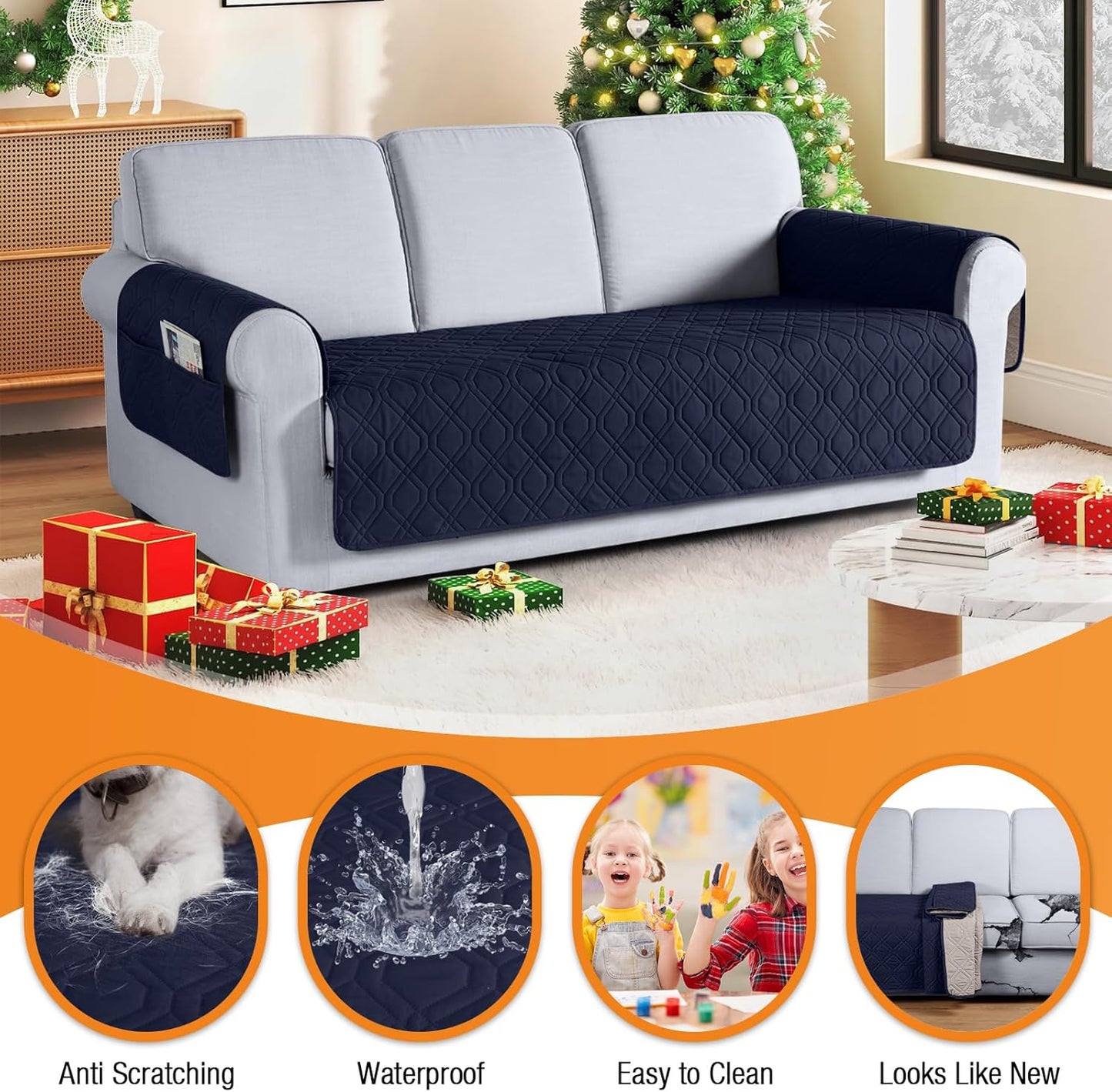 VANSOFY Couch Cover, Waterproof Sofa Covers Washable Slipcover Furniture Protector Couch Seat Covers Non-Slip Couch Cover for Dogs, Pets(Sofa, Dark Gray)