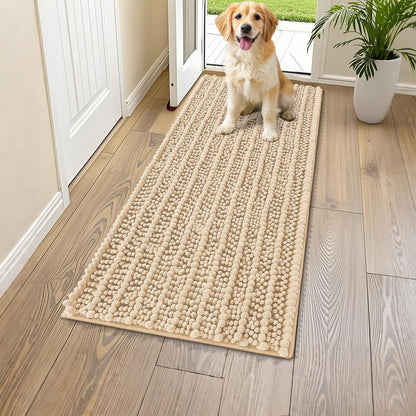 Smiry Dog Door Mat for Muddy Paws 30x20, Extra Soft Absorbent Chenille Doormat, Trap Moisture and Dirt, Non-Slip Machine Washable Front Door Mat for Indoor Entrance Inside Floor, Grey