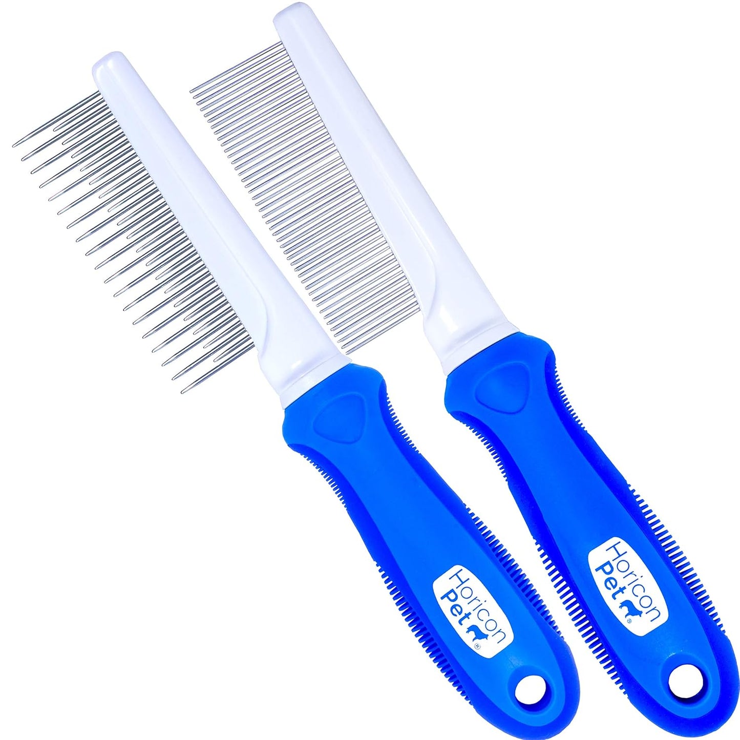 Detangling Dog Comb with Long & Short Stainless Steel Metal Teeth - Dogs, Cats & Small Animals for Removing Matted Fur, Knots & Tangles