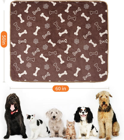 Waterproof Dog Blankets Pet Blanket 50"x60", Soft Fluffy Sofa Car Bed Protector, Reversible Sherpa Fleece Dog Blanket for Large Dogs (Dark Grey-Paws)